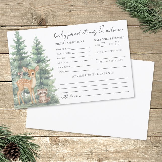 Skogsäventyr Baby Tips Förutsägelsekort (Woodland Adventure Baby Advice Predictions Card)