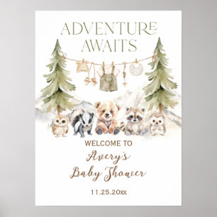 Skogsäventyr Oh Boy Baby Shower Poster