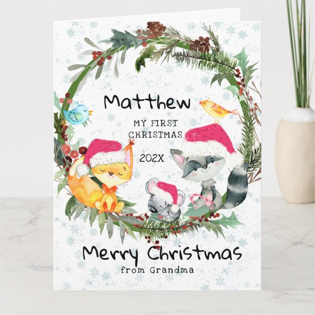Skogsbabys första julkort från farmor kort (Framsida)