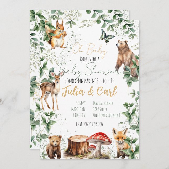 Skogsbabyskor 01 inbjudningar (Fram/baksida)