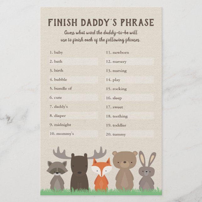 Skogsbabyskor Avslutar Pappornas frasspel Flygblad (Framsidan)