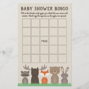 Skogsbabyskor Bingo-spelkort Flygblad