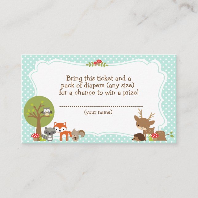 Skogsbabyskor Diaper Raffle biljett blue Tilläggskort (Framsida)