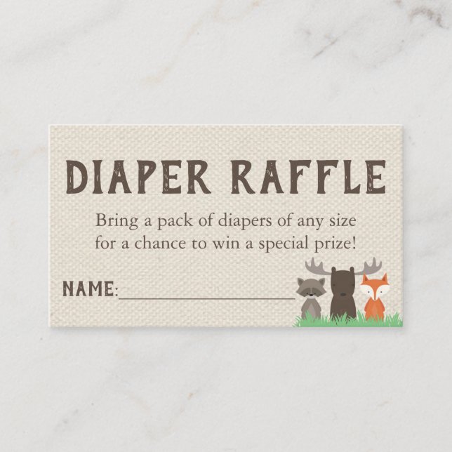 Skogsbabyskor Diaper Raffle Biljett Tilläggskort (Framsida)