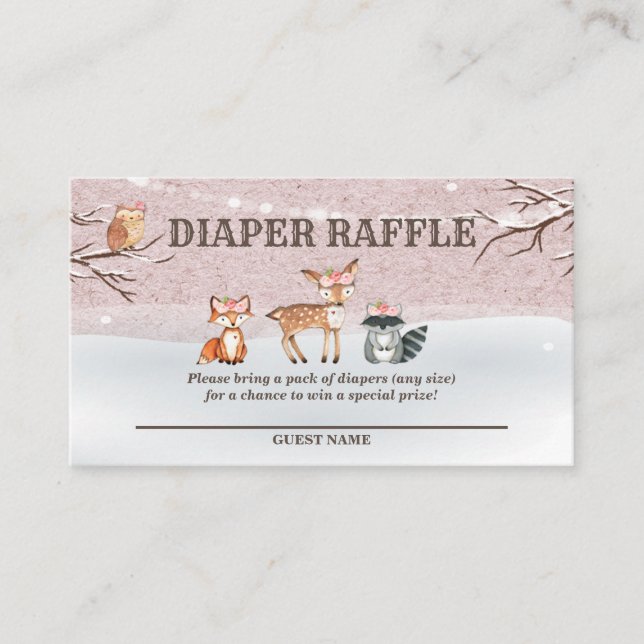 Skogsbabyskor Diaper Raffle Biljett Tilläggskort (Framsida)