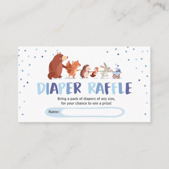 Skogsbabyskor Diaper Raffle Card Boy Blue Tilläggskort (Framsida)