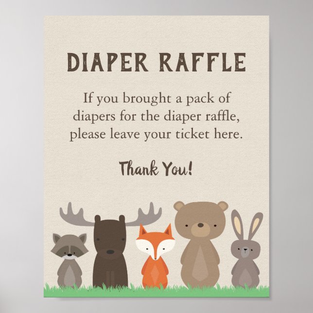 Skogsbabyskor Diaper Raffle Sign Poster (Framsidan)
