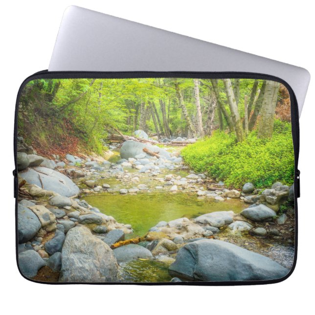 Skogsbäck Natur Landskaps Foto Konsttryck Laptop Fodral (Framsidan)