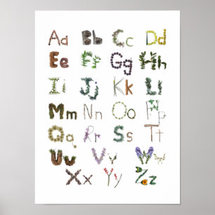 Skogsbarn ABC Alphabet Children's Wall Art Poster