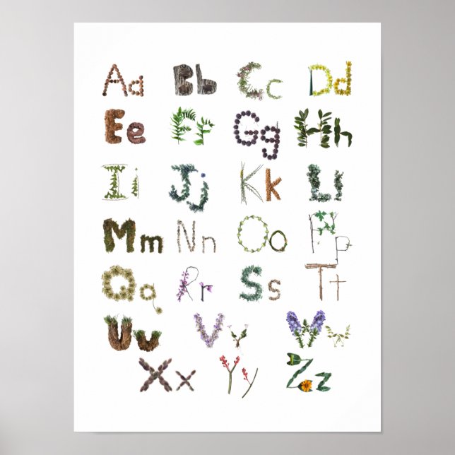 Skogsbarn ABC Alphabet Children's Wall Art Poster (Framsidan)