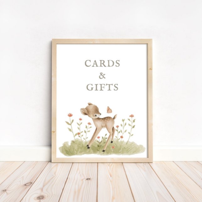Skogsbarn Baby Shower Kort & Present Skylt (Available for print & instant digital download!)