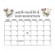 Skogsbarn Babyshower Gissa Förfallodatum Kalender