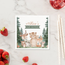 Skogsbarn Babyshower Grönska Skogs Djur Servett