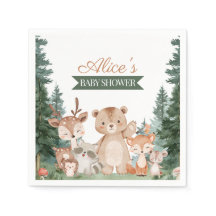 Skogsbarn Babyshower Grönska Skogs Djur Servett