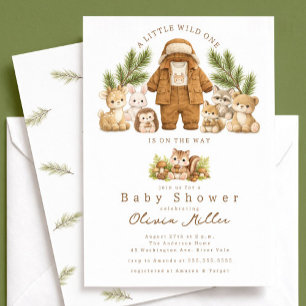 Skogsbarn Babyshower Inbjudan Pojke Rustik