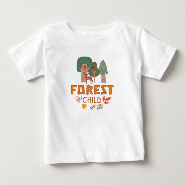 Skogsbarn Träd Hjort T Shirt (Framsida)