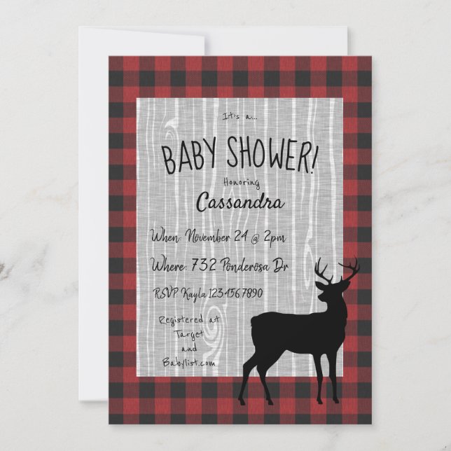 Skogsbarnkalasinbjudan - Röd/svart Inbjudningar (Framsida)