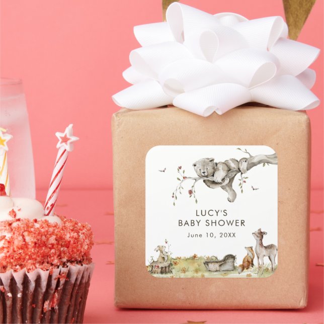 Skogsbarnsbad Fyrkantigt Klistermärke (Fest)