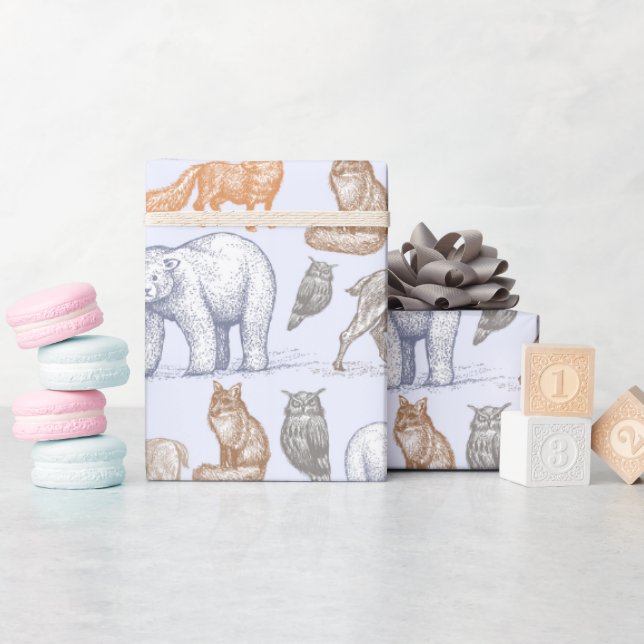 Skogsbebyggelse Rustic Helgdag Wrapping Papper Presentpapper (Baby Shower)