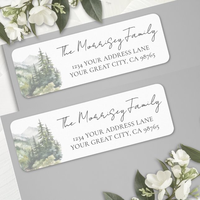 Skogsberg Returadressetikett Returadress Etikett (Forest Mountain Return Address Label )
