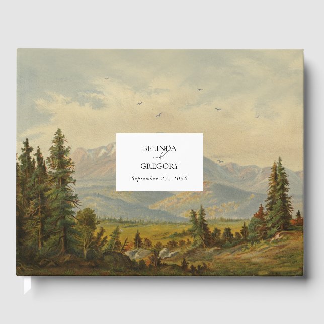 Skogsbergen Gräs i Träd vid Bröllop Gästböcker (Framsida)