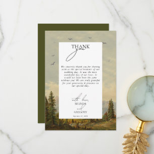 Skogsbergen Gräs i Träd vid Bröllop Tack Kort