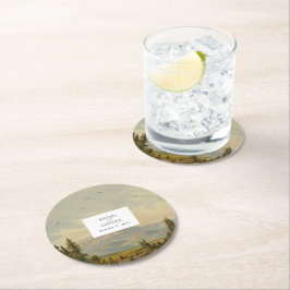 Skogsbergen Gräs i Träd vid Bröllop Underlägg Papper Rund