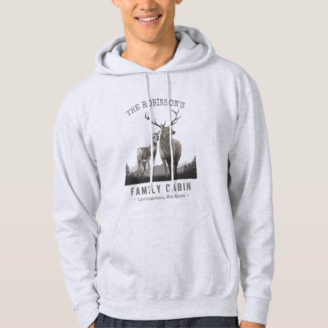Skogsbergen i Namn i Hjort vid Träd Hoodie (Framsida)