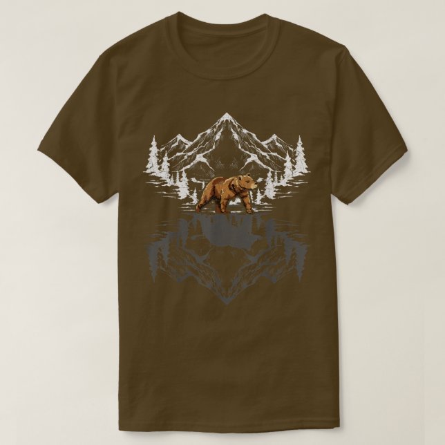 Skogsbergen i Träd Bear Reflection Animal Output T Shirt (Design framsida)