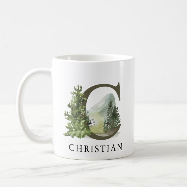 Skogsberget Rustic Woodland Brev C Monogram Kaffemugg (Vänster)