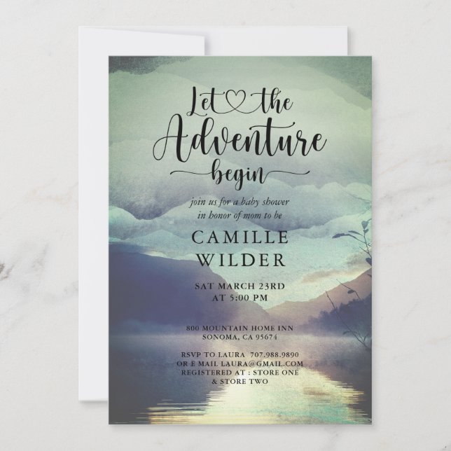 Skogsberget Sjö babyskor Inbjudningar (Framsida)