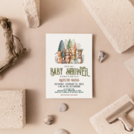 Skogsbeskogning Bebisdusch för skogsvattenfärg Inbjudningar