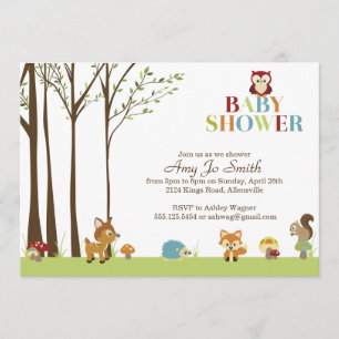 Skogsbevuxen baby showerinbjudan inbjudningar