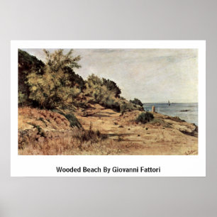 Skogsbevuxen strand av Giovanni Fattori Poster