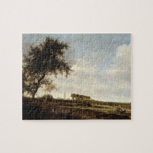 Skogsbevuxet landskap (olja på panel) pussel (Horisontell)