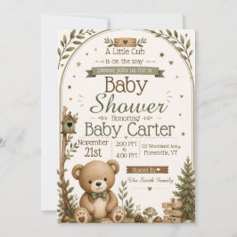 Skogsbjörn Bebis Shower Inbjudan