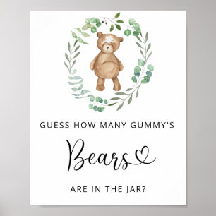 Skogsbjörn kan inte gissa hur många GUMMY's björna Poster