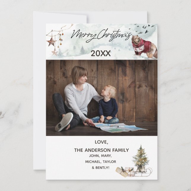 Skogsbjörn med Photo God jul Julkort (Framsida)