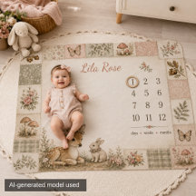 Skogsblommig baby milstolpsfilt