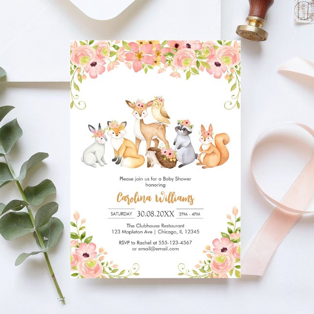 Skogsblommig Baby Shower-inbjudan Inbjudningar (Skapare uppladdad)