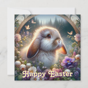 Skogsblommor Art nouveau Lop Earny Bunny Julkort