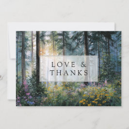 Skogsblommor Blommig Rustik Bröllopsfoto Tack Kort