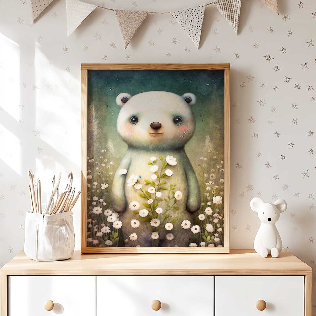 Skogsböld Baby | Skriva ut på skårvägg Poster (Woodland Bear Nursery Wall Decor | Gender Neutral by TinkPrints.)
