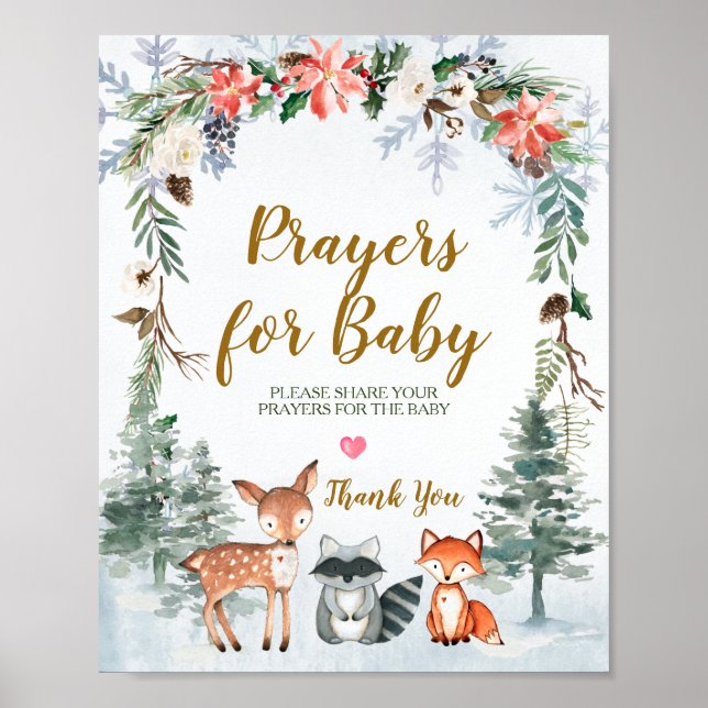 Skogsböner för träden på Winter Animals i Baby Poster (Framsidan)