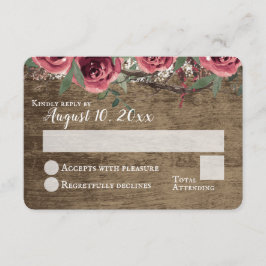 Skogsborgundblommor Rustik LadalagerHochszeit RSVP Inbjudningar