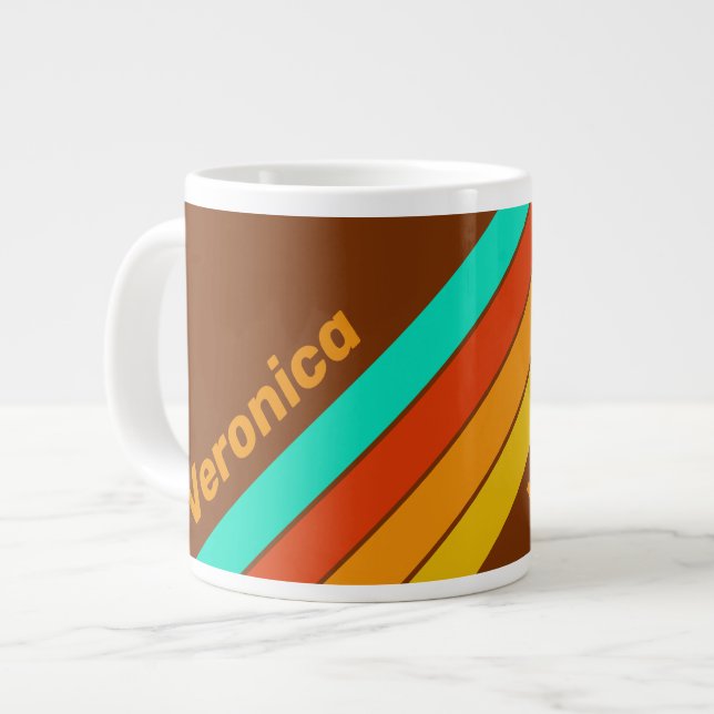 Skogsbotten Dimma Ränder med Namn Jumbo Mugg (Framsida vänster)