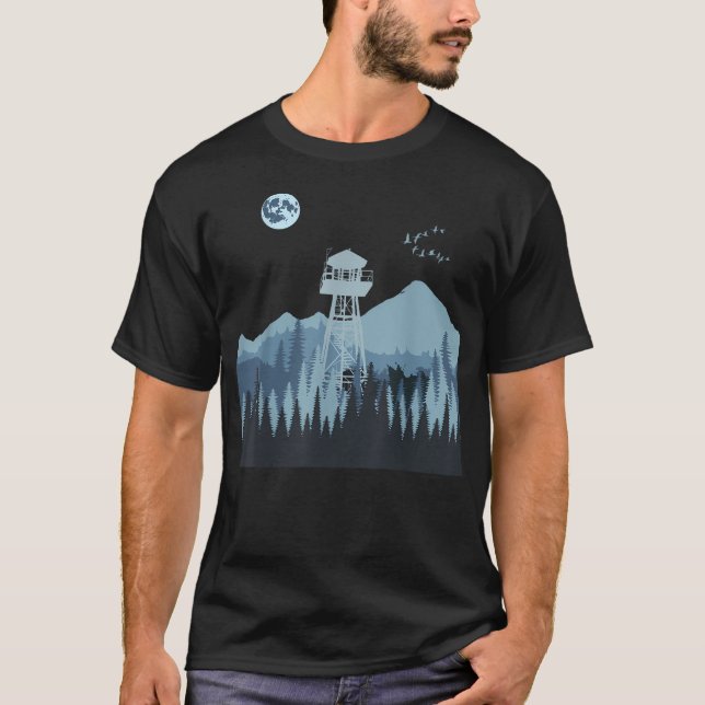 Skogsbrandvakttorn för berg t shirt (Framsida)