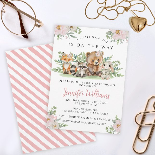 Skogsbruksdjur, flickbabydusch inbjudningar (Skapare uppladdad)