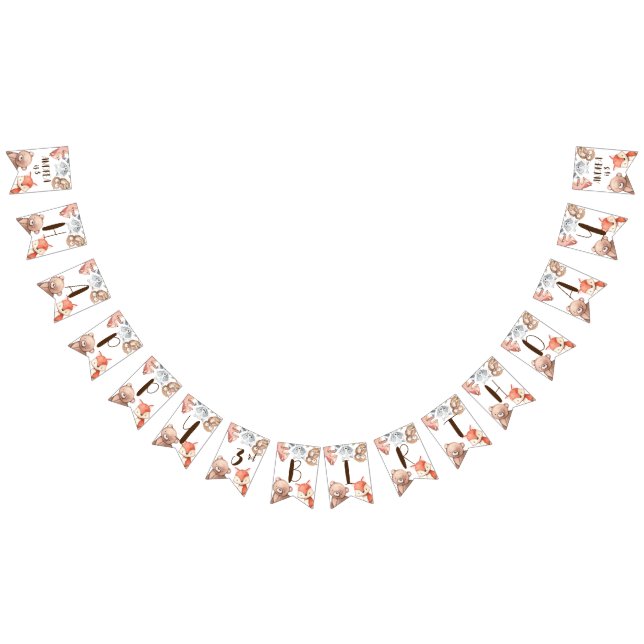 Skogsbruksdjur födelsedag personlig vimplar (Alla)