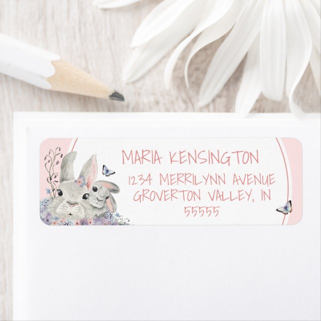 Skogsbunnies Blommigt Rosa Flickbarnskor Returadress Etikett (Insitu)